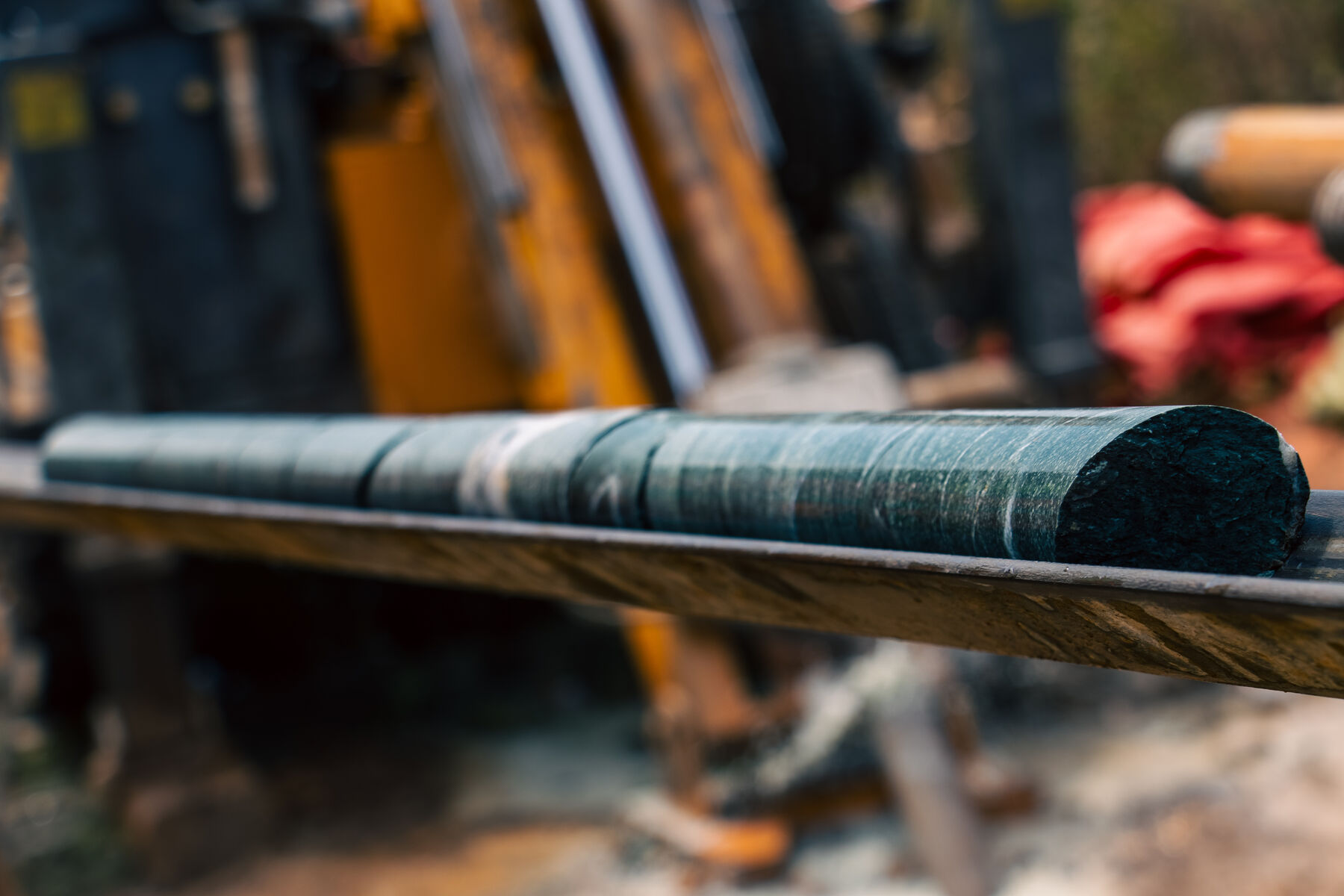 Drill core samples laid out at an exploration site